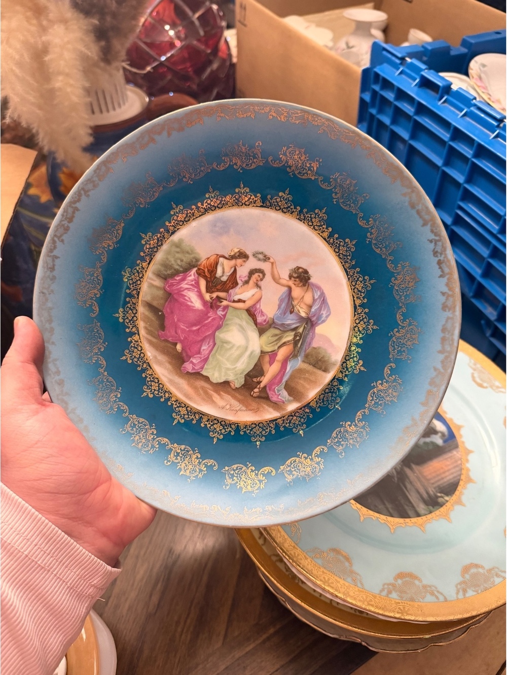 Blue courting scene bowl